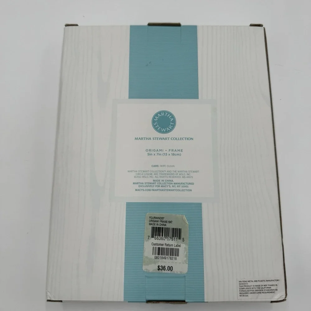 Martha Stewart Collection Origami Picture Frame 5x7 Silver New in Box Macy's